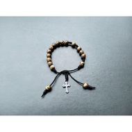 G48 ROSARY BRACELET CATHOLIC CROSS BRACELET MARBLE PEARL