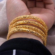 24K luxury Ethiopian Gold Bangles For Women Wedding Bride Bracelets Gold Color Jewelry Middle East African Gifts