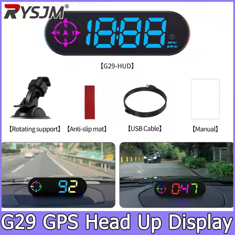 Car Motorcycle Electronic Speedometer Clocks GPS HUD KM/H MPH Speed Meter 7-Color Head-up Display Pl