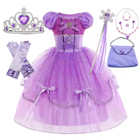 Sofia the First Fancy Ball Gown Disney Princess Sofia Dress Girls Cartoon Series Role Play Birthday 