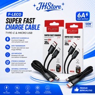 F-62 Super Fast Data Cable FLECO F-62 100W 6A LED USB To MICRO / Type-C Fast Charging Cable F62 Nylo