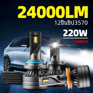 หลอดไฟรถยนต์24000LM H11/H8/H9 lampu depan LED 220W ชุดไฟ LED H7 9006พลังงานสูง6000K IP68กันน้ำอัพเกรดฮาโลเจน