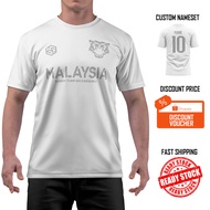[READY STOCK] Malaysia ''Harimau Malaya" Jersey White/Silver - Jersi Roundneck