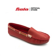 *Best Seller* Bata LADIES'CASUAL รองเท้าลำลองส้นแบนแฟชั่น MOCCASINE แบบสวม ปิดส้น สีแดง รหัส 5515596