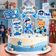 (Combo of 5) Handsome Boy Like Dad Cake Decoration Set