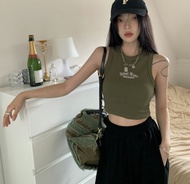 Áo Ba Lỗ Croptop Xanh Rêu Thêu Siêu Đẹp- Áo ba lỗ nữ croptop