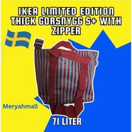 Ikea gorsnygg S+ limited edition shopping with zipper  bag thick material stripe pattern