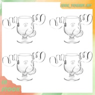 [99MY]Xmas Decorations Christmas 4PCS Glass Reindeer Cup Mug 240ml Wine Beer Water Juice Milk