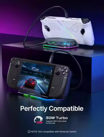 JSAUX 12-in-1 RGB Docking Station for ROG Ally/ROGAlly X,12-in-1 Handheld Dock with 4K@120Hz HDMI,SD
