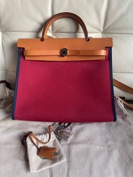 Hermes herbag 31 in red/burgundy special edition with details