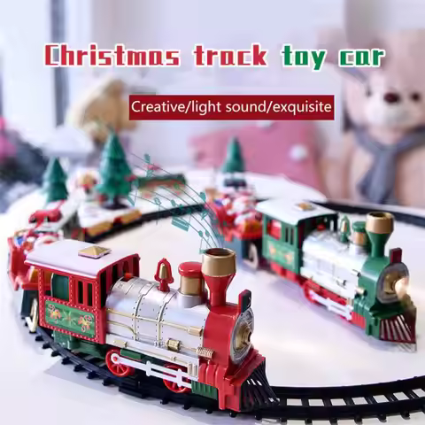Christmas Train Set Festive Mini Locomotive Model With Lights Sound Water Steam Railway Kits Electri
