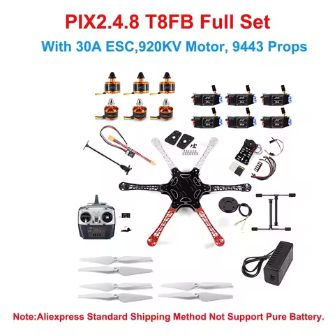 DIY F550 6-Axle RC Hexacopter Drone Kit 2212 920KV CW CCW Brushless Motor 3S 9443 Propeller T8FB Rem