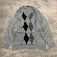 Cudi Argyle Knit Sweater size L
