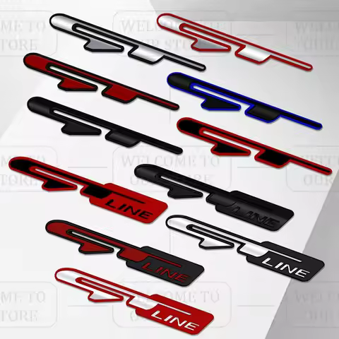 3D Stickers Metal GT Line Grille Badge Car Trunk Body Emblem Decal Styling For Seltos Stinger K5 EV5
