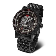 Vostok Europe Skeleton Dial Black Stainless Steel &amp; Silicone Strap Men Watch NH72-571C647-BS