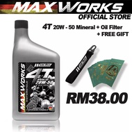 20W-50 4T Mineral Motorcycle Oil Maxworks Works Engineering (1Liter) + FREE GIFT OIL FILTER YAMAHA