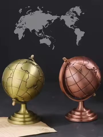 Vintage Globe Model Alloy Small World Globle Decoration Crafts Mini Educational Globe of Earth for H