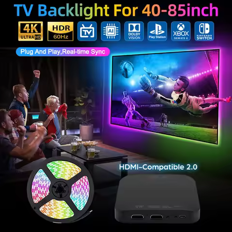 TV Ambient Backlight For 40-85Inch Color Real-Time Sync LED Light Strip For 4K HDMI-Compatible 2.0 D