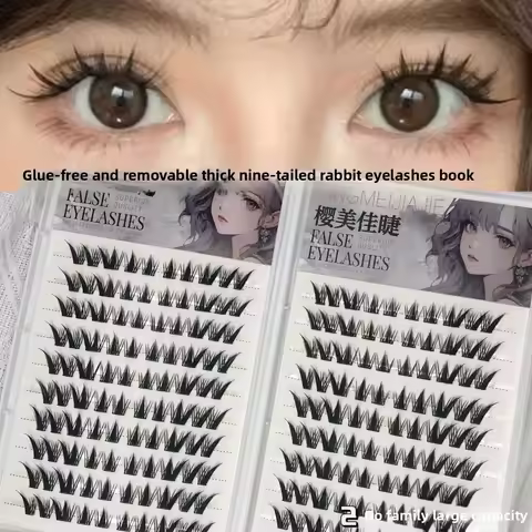 Fluffy Volumizing False Eyelashes No Glue Needed Fox Style Wispy Lashes Natural Look Reusable Eyelas
