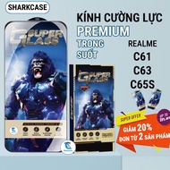 Realme C61, C63, C65s premium transparent tempered glass shark phone screen protector