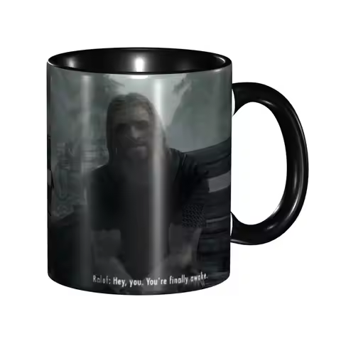Hey You Youre Finally Awake Coffee Mugs DIY Customized Skyrim Ceramic Mug Cup Creative Gift