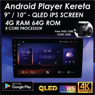 ANDROID PLAYER KERETA ( 4G RAM 64G ROM+ 8 CORE ) 9 INCH & 10.1 INCH Radio Kereta FREE AHD 1080 CAMER