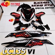 LC135 cover set HITAM with sticker MERAH BATMAN Special Edition (227) Lc135 V1 "TK2"