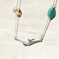 / 簡約感 / 法式條紋口吹玻璃項鍊 短鏈 長鏈 - 奔向天空的燕子