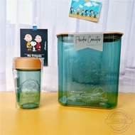 日本購回snoopy塑料透明儲存桶儲物盒面粉大米零食儲物奶粉盒配勺