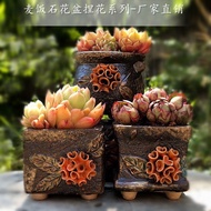 Handmade Pinch Flower Succulent Flower Pot Medical Stone Breathable Hand Painted Sticky Flower Ceramic Cute Creative Succulent