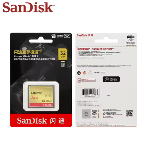 Sandisk CF120M Extreme CF Card 120MB/S Compact Flash 120MB/S 32GB 64GB 128GB Memory Card For camera