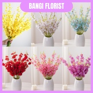 (3 FLOWERS) DANCING LADY ORCHID Artificial Flower Bouquet Living Room Home Decor Decoration Bunga Or