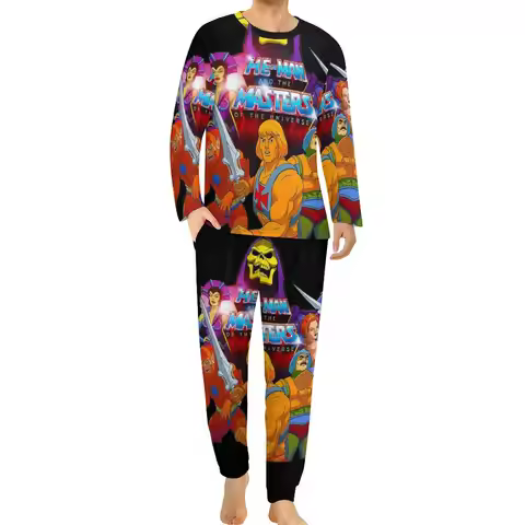 He Man Skull Pajamas Spring 2 Pieces Masters of The Universe Warm Pajama Sets Man Long Sleeve Room D
