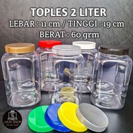2 LITER SQUARE JAR / 2 LITER SQUARE CAKE JAR / 2 LITER SQUARE PLASTIC JAR / CAKE JAR / ARM_OLSHOPP