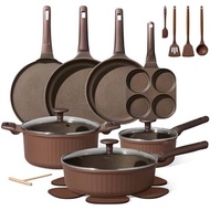 CAROTE 24Pcs Nonstick Kitchen Titanium Cookware Sets, Non stick Pots and Pans set, Induction Cookwar