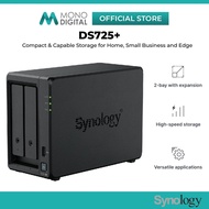 SYNOLOGY DS725+ DISKSTATION 2-BAYS WITH 2.6GHZ NAS STORAGE - DATA BACKUP HOME CLOUD STORAGE