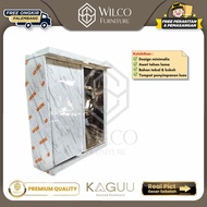 Lemari Pakaian Plywood HPL Taco 2 Pintu Motif Marble Custom KAGUU