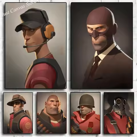 Modern Video Game Team Fortress 2 Spy Soldier Sniper TF2 Portraits Print Poster Canvas Painting Wall