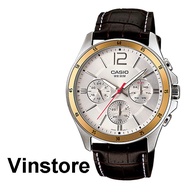 Grosir [Vinstore] Casio MTP-1374 Chronograph Style Analog Quartz Brown