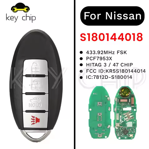 S180144018 KR5S180144014 Smart Key For Nissan Altima (4DR.) 433.92MHz FSK 7812D-S180014 47 CHIP PCF7