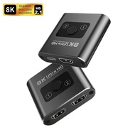 HDMI-compatible Switcher 4K 8K 60Hz Bi-Direction HD2.1 Splitter Switch 1x2 / 2x1 Adapter 2 In 1 Out Converter for PS4/5 TV Box