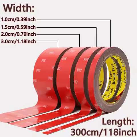 Double Sided Tape, Heavy Duty Mounting Tape Waterproof Foam Tape, 3m Length, 0.59/0.79/1.18inch Widt