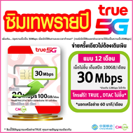 [ Set 2 ] ซิมรายปี ซิมเทพ cm TRUE ซิมเทพ ทรู TRUE cmlink เน็ต 20mbps แบบ 1ปี 100GB/เดือน โทรฟรี* ซิม