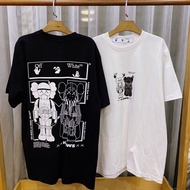 ย้อนยุคเสื้อยืดแขนสั้น Off White kaws ขาวดำ size S-5XLS-5XL