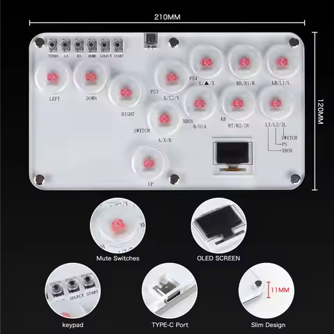 Superior-2X Fighting Stick Controller Colorful RGB Light Fighting Game Arcade Game Keyboard For PC P