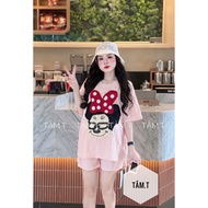Excellent Beautiful Bear Print 40-60kg Women's Summer Clothes Set