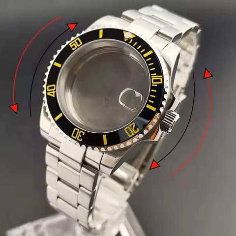 40.5MM GMT Case Sapphire Glass Bidirectional Rotating Case fit N H34/35/36 Movement fit for 28.5MM D