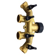 4 Way Brass Hose Splitter 3/4inch Brass Hose Faucet Manifold Garden Hose Connector Tap Splitter Soli