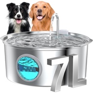 Dog Water Fountain for Large Dogs: 7L/236oz/1.8G Dog Fountain Stainless Steel - Big Cat Drinking Fou