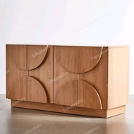 bufet tv minimalis modern kayu jati motif pintu setengah lingkaran